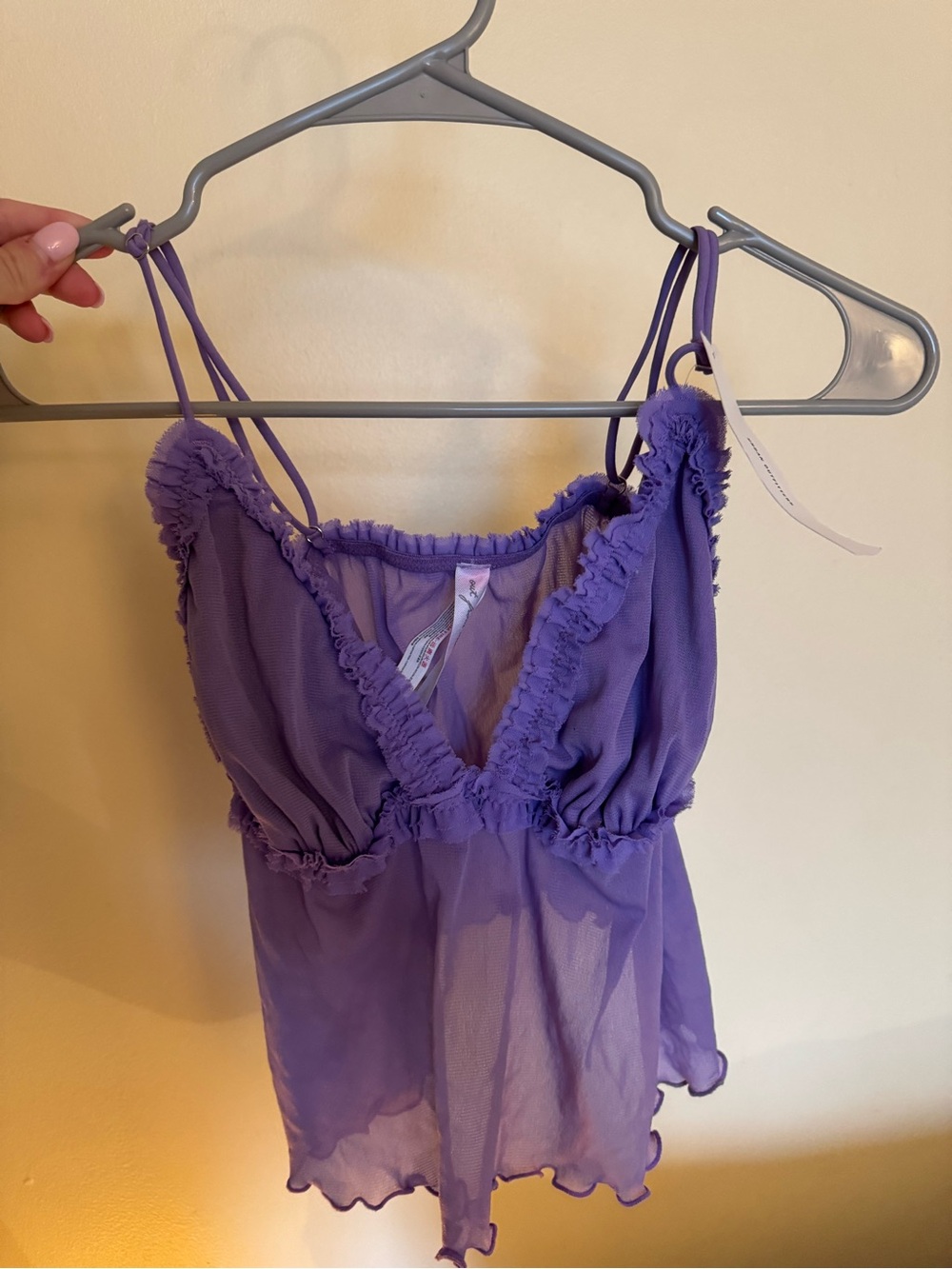 Urban Outfiters Ruffled Sheer Cami Top Size M - Picture 1 of 4